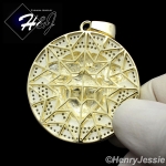 MEN 925 STERLING SILVER LAB DIAMOND ICED BLING HEAD GOLD ROUND PENDANT*GP43