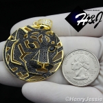 MEN 925 STERLING SILVER LAB DIAMOND BLACK/GOLD ICED BLING TIGER HEAD PENDANT*GBP46