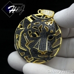 MEN 925 STERLING SILVER LAB DIAMOND BLACK/GOLD ICED BLING TIGER HEAD PENDANT*GBP46