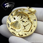 MEN 925 STERLING SILVER LAB DIAMOND BLACK/GOLD ICED BLING TIGER HEAD PENDANT*GBP46
