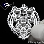 MEN 925 STERLING SILVER LAB DIAMOND ICED BLING TIGER HEAD 3D CHARM PENDANT*SP50