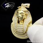 MEN 925 STERLING SILVER ICED BLING EGYPTIAN PHARAOH GOLD PENDANT*SP53