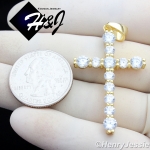 MEN WOMEN 925 STERLING SILVER ICED BLING CROSS GOLD CHARM PENDANT*SP74