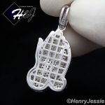 MEN WOMEN 925 STERLING SILVER ICED BLING PRAYING HANDS CHARM PENDANT*SP86
