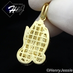 MEN WOMEN 925 STERLING SILVER ICED BLING PRAYING HANDS GOLD PENDANT*GP87