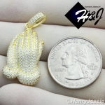 MEN WOMEN 925 STERLING SILVER ICED BLING PRAYING HANDS GOLD PENDANT*GP87