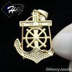 MEN 925 STERLING SILVER ICED BLING ANCHOR JESUS CROSS GOLD PENDANT*SP89