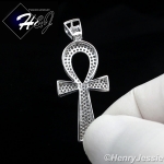 925 STERLING SILVER LAB DIAMOND ICED BLING ANKH KEY CROSS CHARM PENDANT*SP93