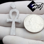 925 STERLING SILVER LAB DIAMOND ICED BLING ANKH KEY CROSS CHARM PENDANT*SP93