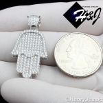 925 STERLING SILVER LAB DIAMOND ICED BLING HAMSA HAND CHARM PENDANT*SP94
