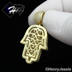 925 STERLING SILVER LAB DIAMOND ICED BLING HAMSA HAND GOLD CHARM PENDANT*GP94