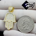 925 STERLING SILVER LAB DIAMOND ICED BLING HAMSA HAND GOLD CHARM PENDANT*GP94