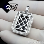 MEN 925 STERLING SILVER LAB DIAMOND ICED BLING HIP HOP BLACK ONYX PENDANT*SP104