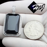 MEN 925 STERLING SILVER LAB DIAMOND ICED BLING HIP HOP BLACK ONYX PENDANT*SP104