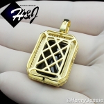 925 STERLING SILVER LAB DIAMOND ICED BLING HIPHOP GOLD BLACK ONYX PENDANT*GP105