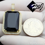 925 STERLING SILVER LAB DIAMOND ICED BLING HIPHOP GOLD BLACK ONYX PENDANT*GP105
