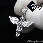 MEN WOMEN 925 STERLING SILVER ICED LITTLE ANGEL WING CHARM PENDANT*SP106