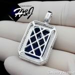 MEN 925 STERLING SILVER LAB DIAMOND ICED BLING HIP HOP SAPPHIRE PENDANT*SP108