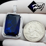 MEN 925 STERLING SILVER LAB DIAMOND ICED BLING HIP HOP SAPPHIRE PENDANT*SP108