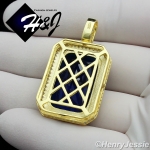 MEN 925 STERLING SILVER LAB DIAMOND ICED HIP HOP SAPPHIRE GOLD PENDANT*GP109