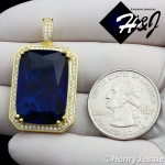 MEN 925 STERLING SILVER LAB DIAMOND ICED HIP HOP SAPPHIRE GOLD PENDANT*GP109