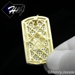 MEN 925 STERLING SILVER ICED BLING HEAD GOLD DOG TAG CHARM PENDANT*GP113