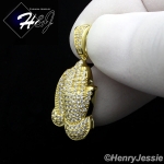 MEN WOMEN 925 STERLING SILVER ICED PRAYING HANDS GOLD CHARM PENDANT*GP114