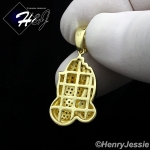 MEN WOMEN 925 STERLING SILVER ICED PRAYING HANDS GOLD CHARM PENDANT*GP114