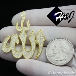 MEN 925 STERLING SILVER ICED BLING MUSLIM ALLAH GOLD CHARM PENDANT*GP118