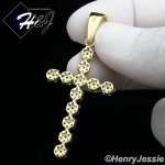 MEN 925 STERLING SILVER ICED BLING ROUND CZ CROSS GOLD CHARM PENDANT*GP128