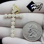 MEN 925 STERLING SILVER ICED BLING ROUND CZ CROSS GOLD CHARM PENDANT*GP128