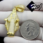 925 STERLING SILVER ICED VIRGIN MARY MOTHER OF JESUS GOLD PENDANT*GP129