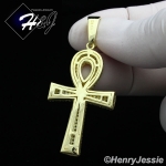 925 STERLING SILVER LAB DIAMOND ICED BLING ANKH KEY CROSS GOLD PENDANT*GP131