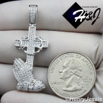 MEN WOMEN 925 STERLING SILVER ICED BLING PRAYING HANDS CROSS PENDANT*SP134