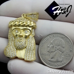 MEN 925 STERLING SILVER ICY BLING CZ JESUS FACE GOLD PLATED PENDANT*GP135