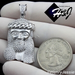 MEN SOLID 925 STERLING SILVER ICY BLING CZ HIPHOP 3D JESUS FACE CHARM PENDANT*P135