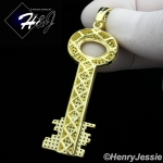 MEN 925 STERLING SILVER LAB DIAMOND ICED BLING GOLD KEY STYLE PENDANT*GP136