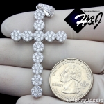 MEN 925 STERLING SILVER LAB DIAMOND ICED BLING CROSS CHARM PENDANT*SP147