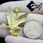 MEN 925 STERLING SILVER LAB DIAMOND ICED BLING 3D EAGLE GOLD PENDANT*GP149