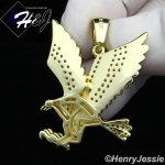 MEN 925 STERLING SILVER LAB DIAMOND ICED BLING 3D EAGLE GOLD PENDANT*GP149