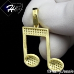 MEN WOMEN 925 STERLING SILVER LAB DIAMOND GOLD ICED MUSIC NOTE PENDANT*GP153