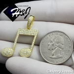 MEN WOMEN 925 STERLING SILVER LAB DIAMOND GOLD ICED MUSIC NOTE PENDANT*GP153