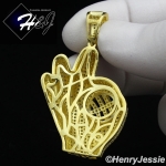 MEN 925 STERLING SILVER LAB DIAMOND ICED BASEBALL GLOVE GOLD PENDANT*GP155