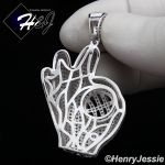 MEN 925 STERLING SILVER LAB DIAMOND ICED BLING BASEBALL GLOVE PENDANT*SP155