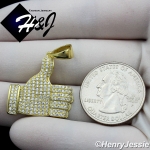 MEN WOMEN 925 STERLING SILVER LAB DIAMOND ICED THUMBS UP GOLD CHARM PENDANT*GP159