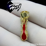 WOMEN 925 STERLING SILVER LAB DIAMOND ICED 3D HIGH HEEL SHOE GOLD PENDANT*GP161