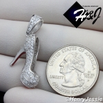 WOMEN 925 STERLING SILVER LAB DIAMOND ICED BLING 3D HIGH HEEL SHOE PENDANT*SP161