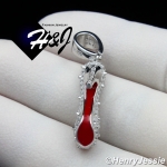 WOMEN 925 STERLING SILVER LAB DIAMOND ICED BLING 3D HIGH HEEL SHOE PENDANT*SP161