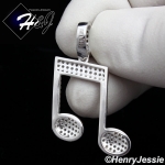 MEN WOMEN 925 STERLING SILVER LAB DIAMOND ICED MUSIC NOTE CHARM PENDANT*SP153