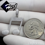 MEN WOMEN 925 STERLING SILVER LAB DIAMOND ICED MUSIC NOTE CHARM PENDANT*SP153